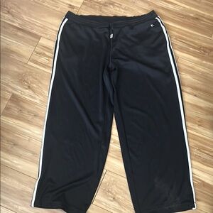 Black Track Pants with White Stripes